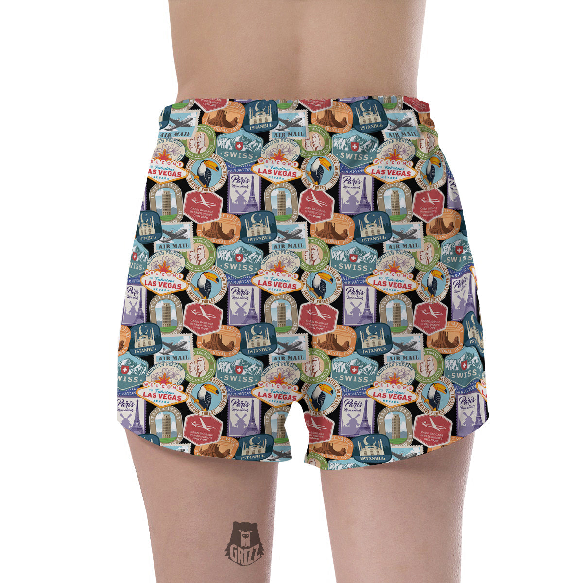 Travel Destinations Print Pattern Women's Shorts-grizzshop