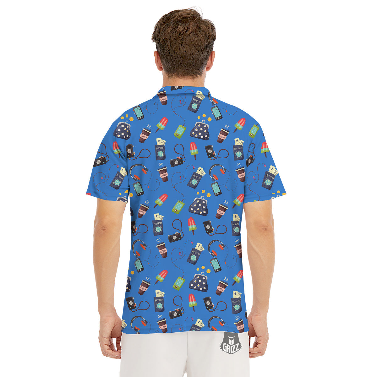 Travel Gear Vacation Print Pattern Men's Golf Shirts-grizzshop