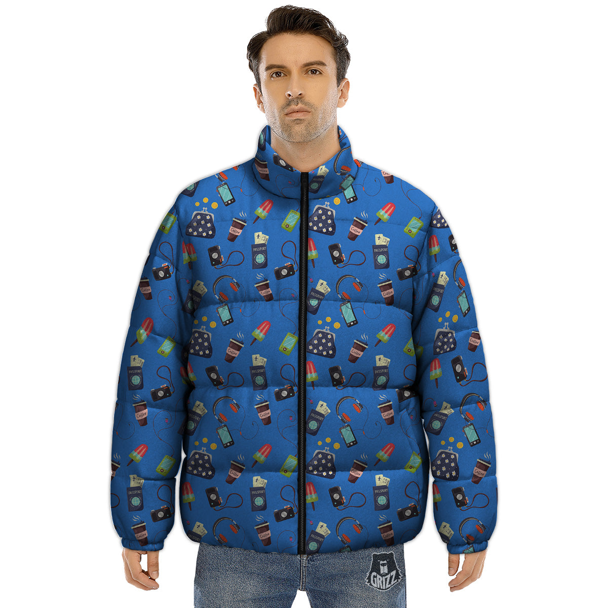 Travel Gear Vacation Print Pattern Puffer Jacket-grizzshop