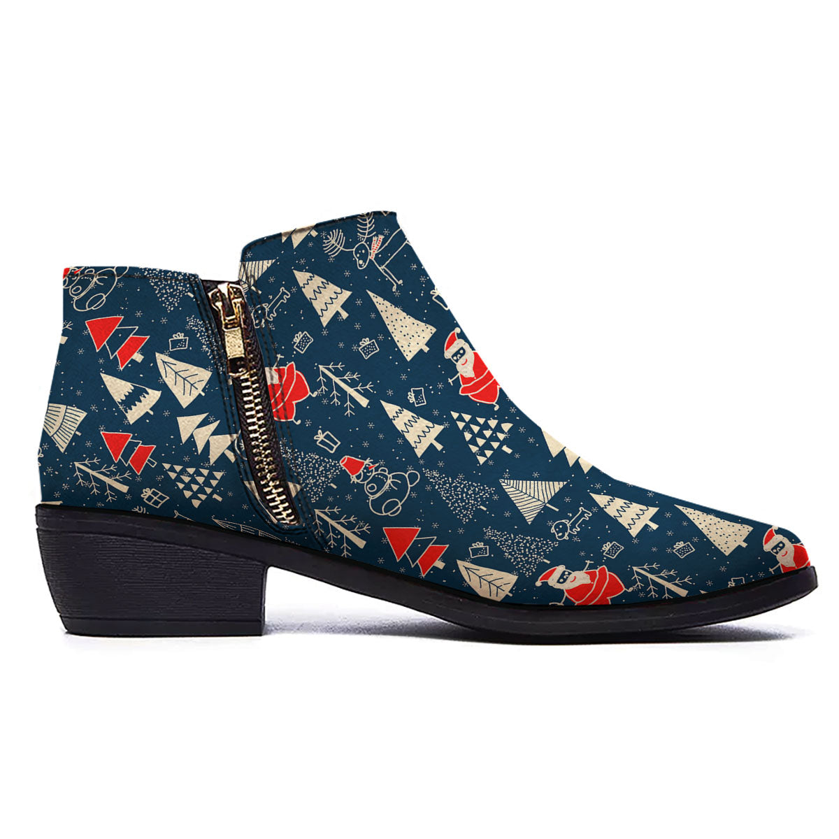 Tree Merry Christmas Print Pattern Ankle Boots-grizzshop