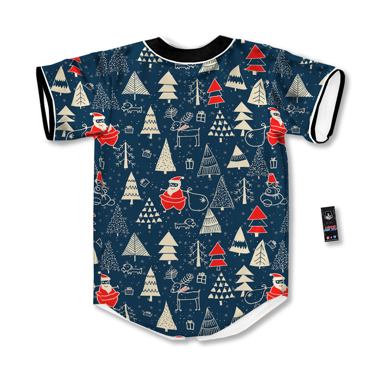 Tree Merry Christmas Print Pattern Baseball Jersey-grizzshop