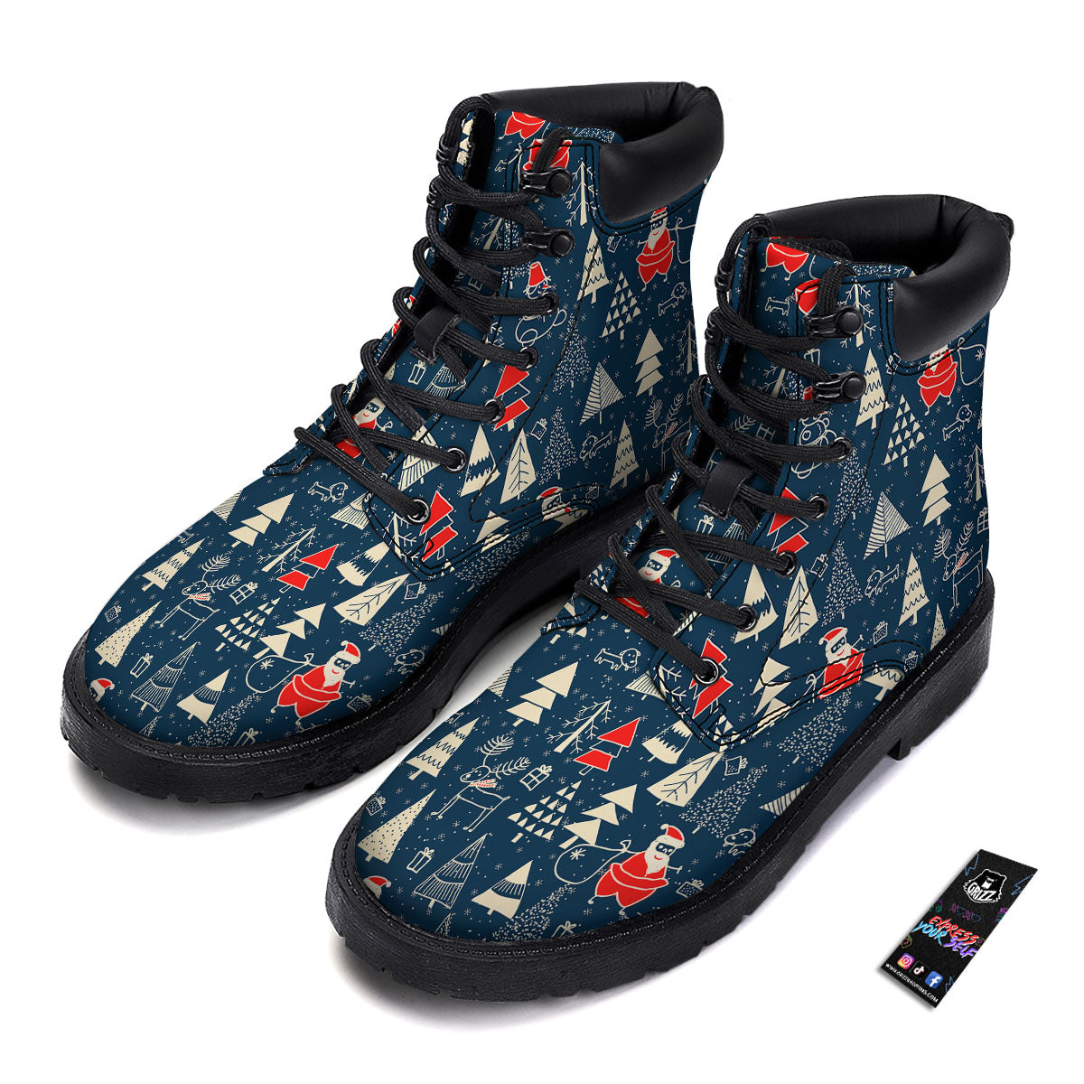 Tree Merry Christmas Print Pattern Boots-grizzshop