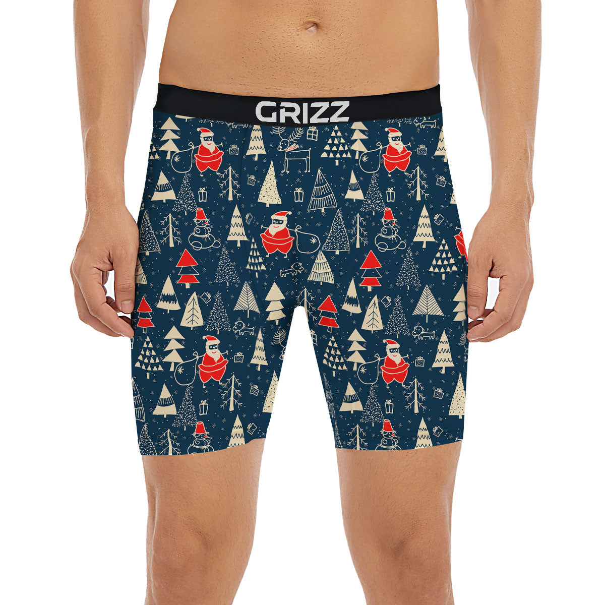 Tree Merry Christmas Print Pattern Boxer Briefs-grizzshop