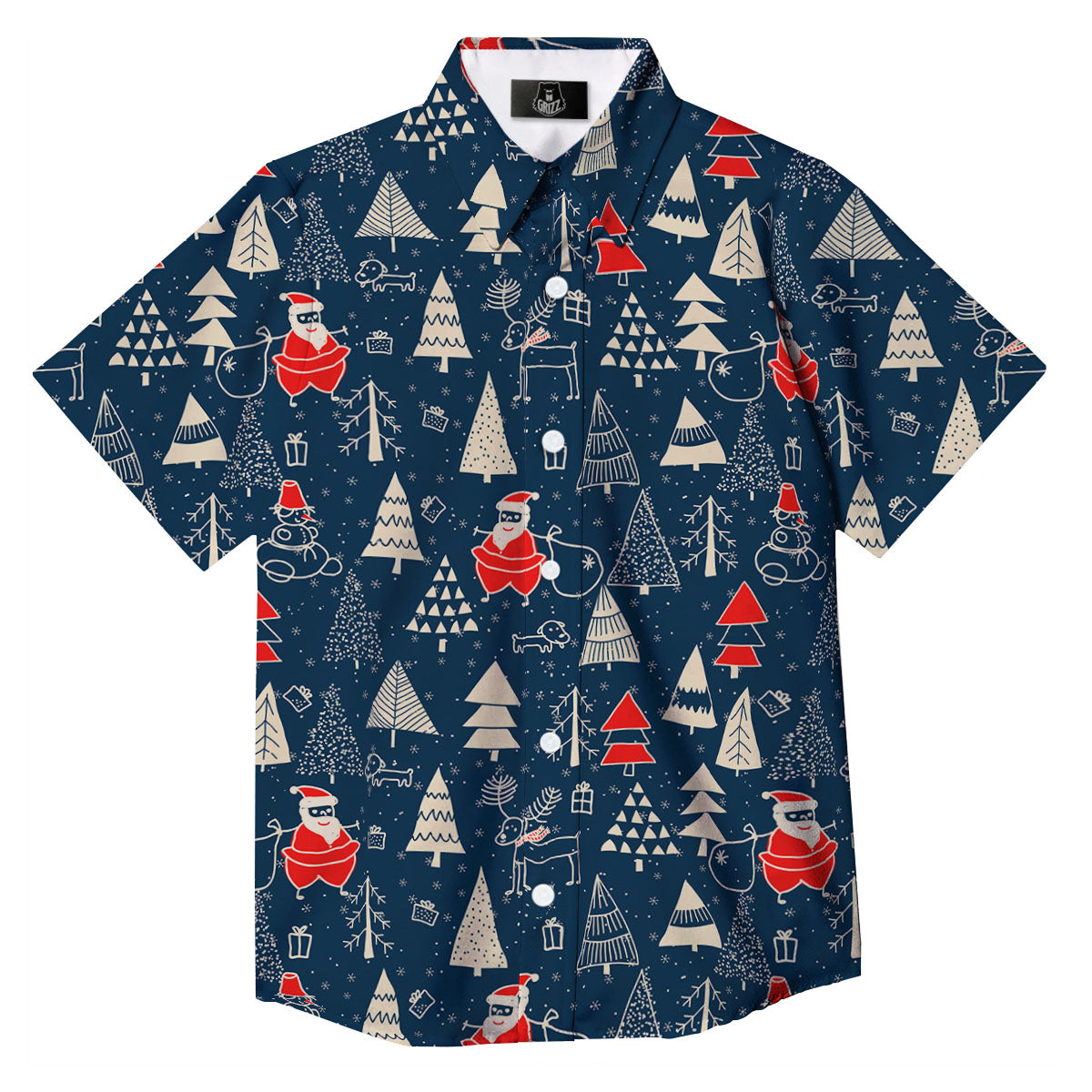 Tree Merry Christmas Print Pattern Button Up Shirt-grizzshop