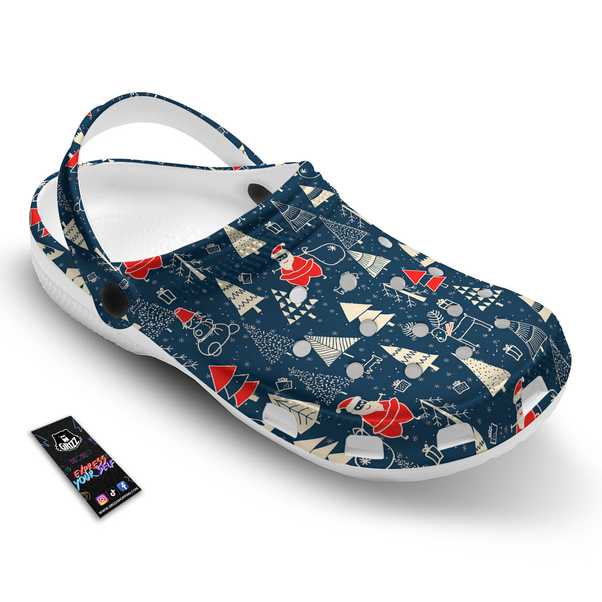 Tree Merry Christmas Print Pattern Clog-grizzshop