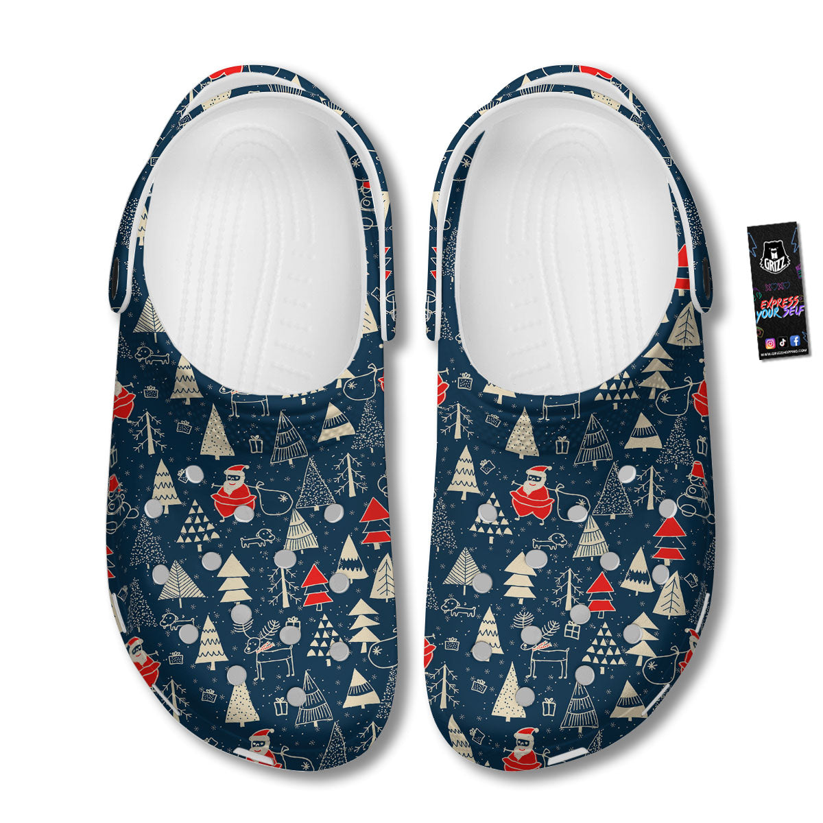Tree Merry Christmas Print Pattern Clog-grizzshop