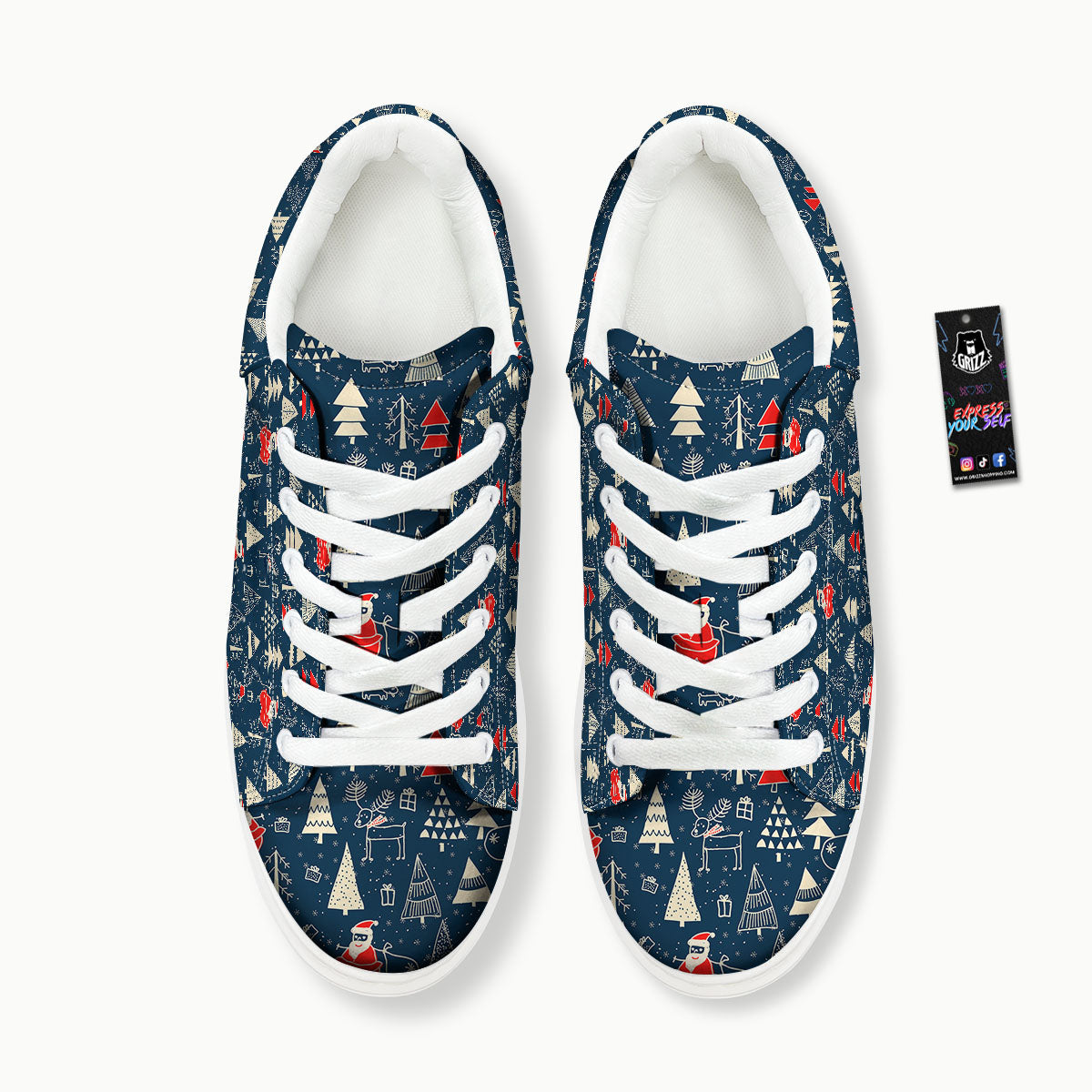 Tree Merry Christmas Print Pattern Platform Shoes-grizzshop