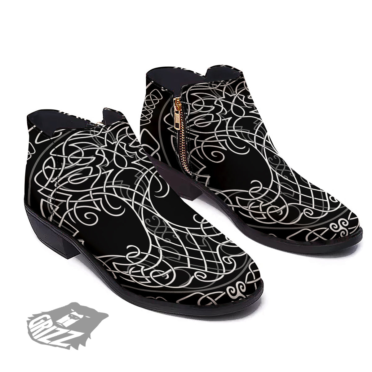 Tree Of Life Celtic Knot Print Ankle Boots-grizzshop