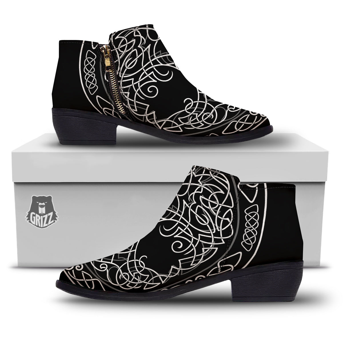 Tree Of Life Celtic Knot Print Ankle Boots-grizzshop
