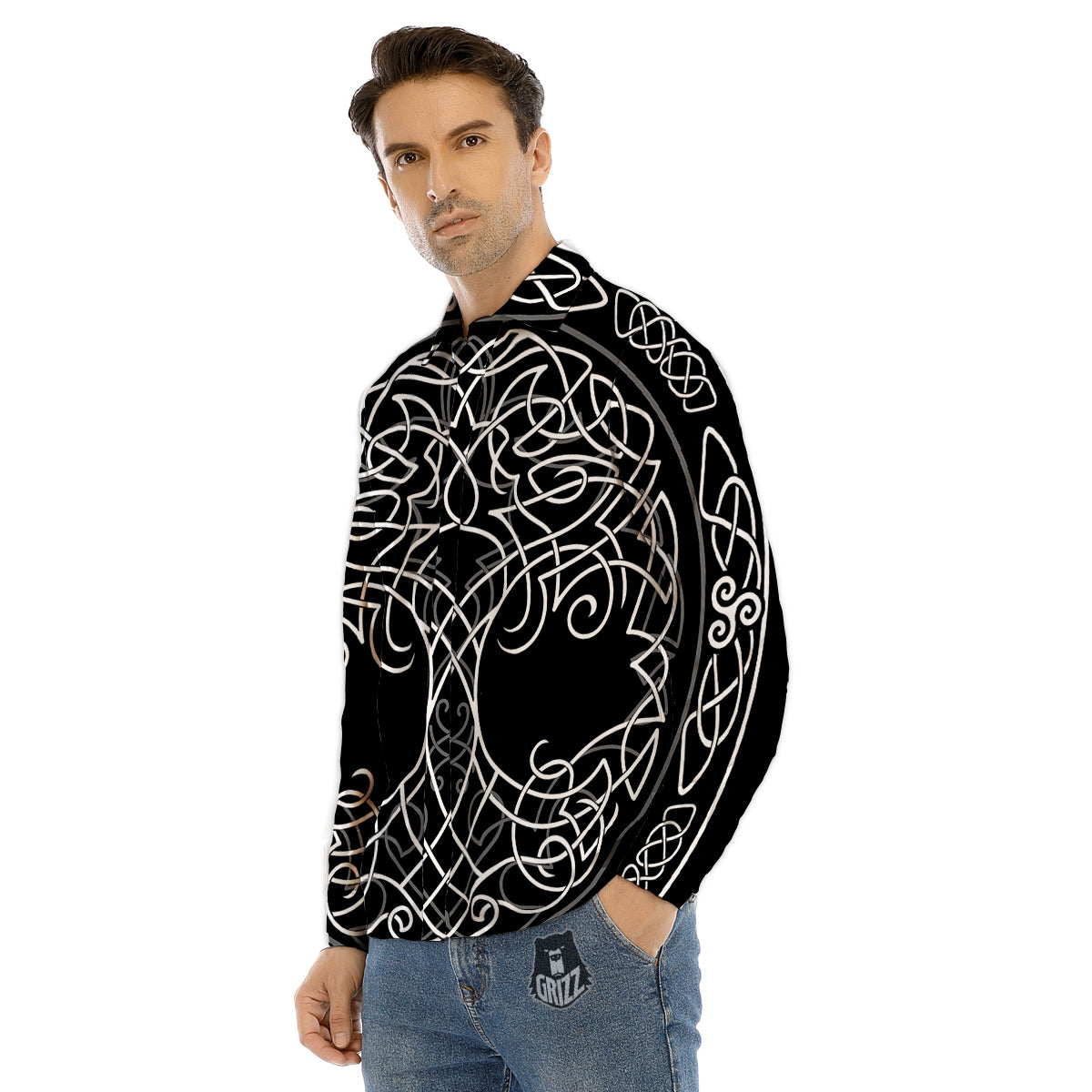 Tree Of Life Celtic Knot Print Men's Dress Shirts-grizzshop