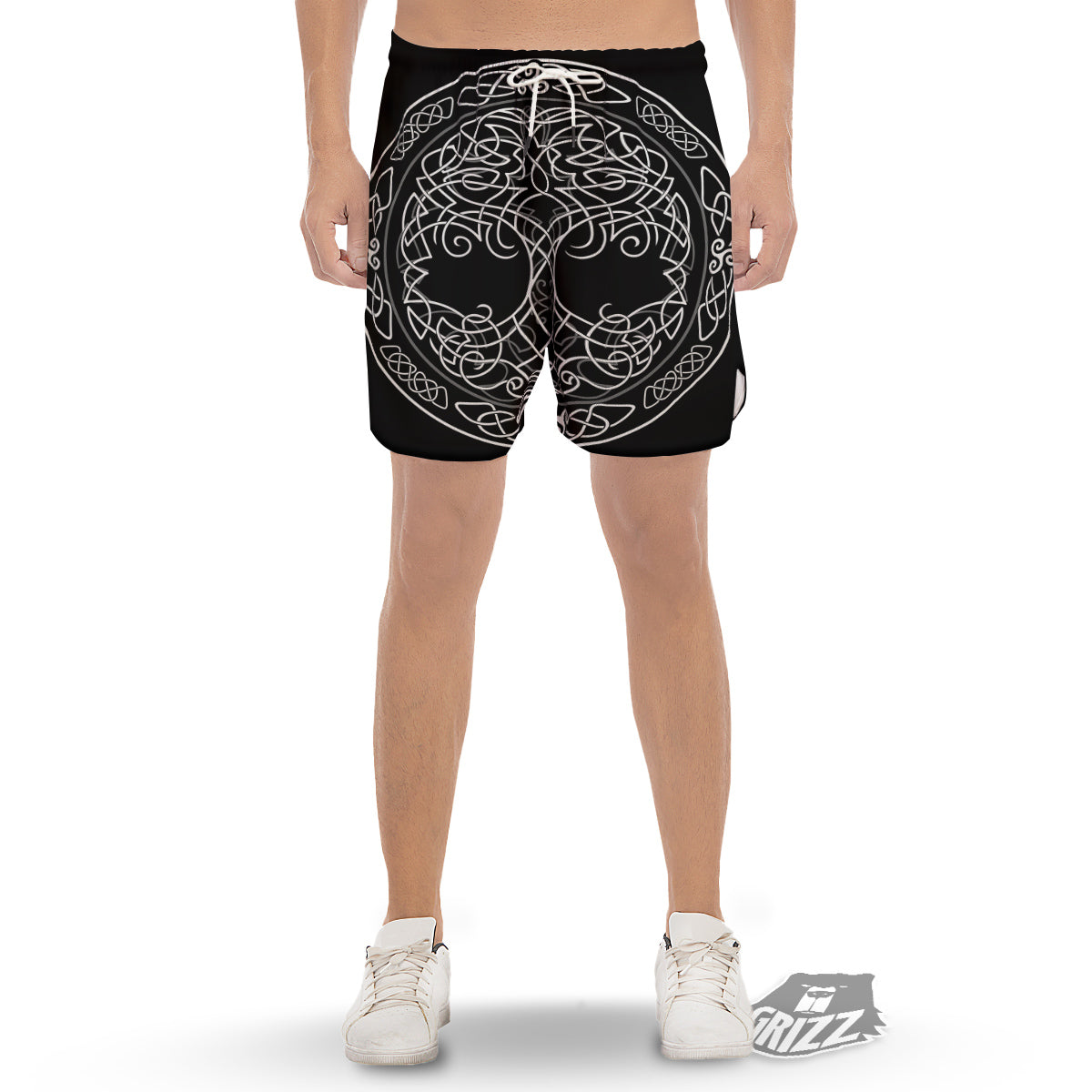 Tree Of Life Celtic Knot Print Men's Gym Shorts-grizzshop