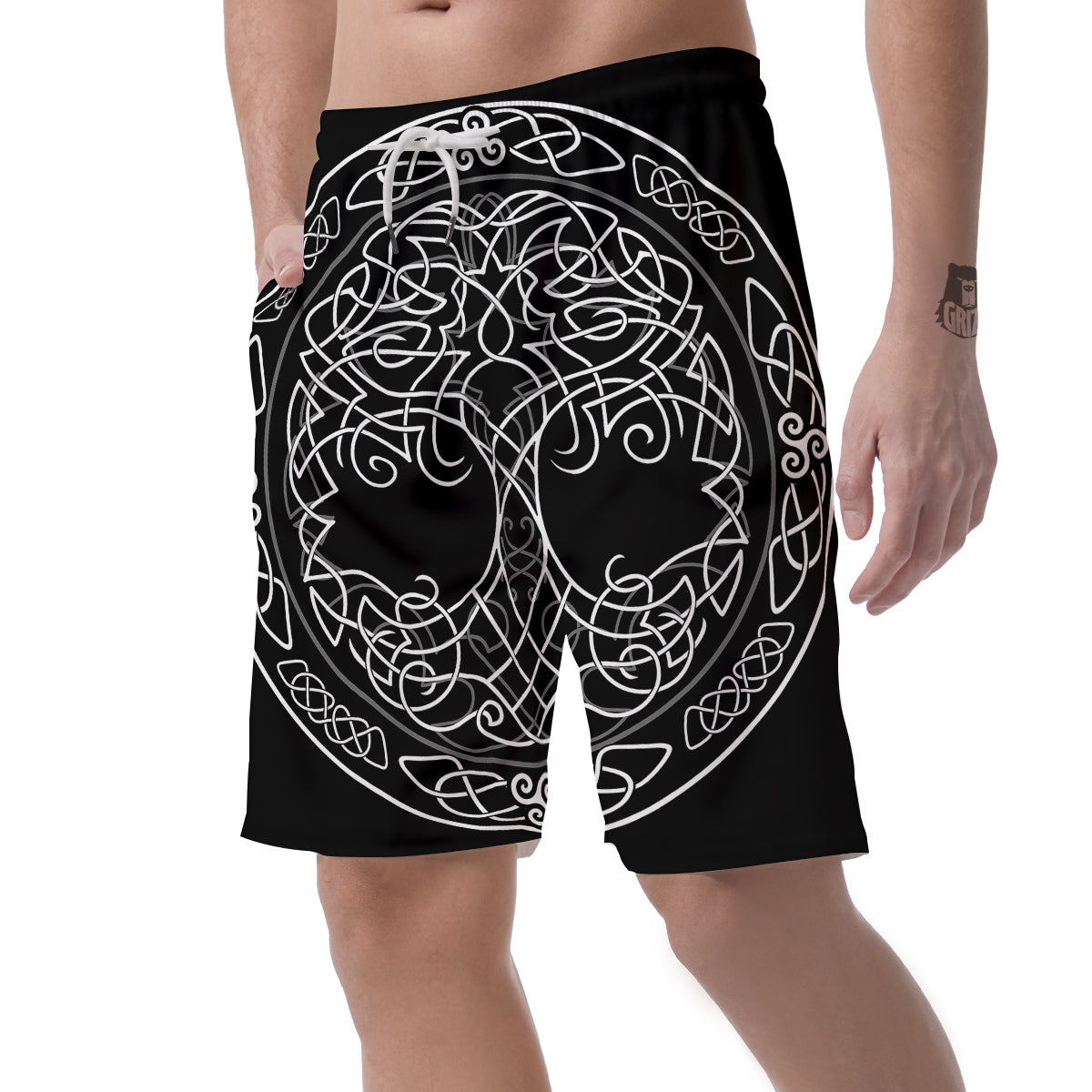 Tree Of Life Celtic Knot Print Men's Shorts-grizzshop