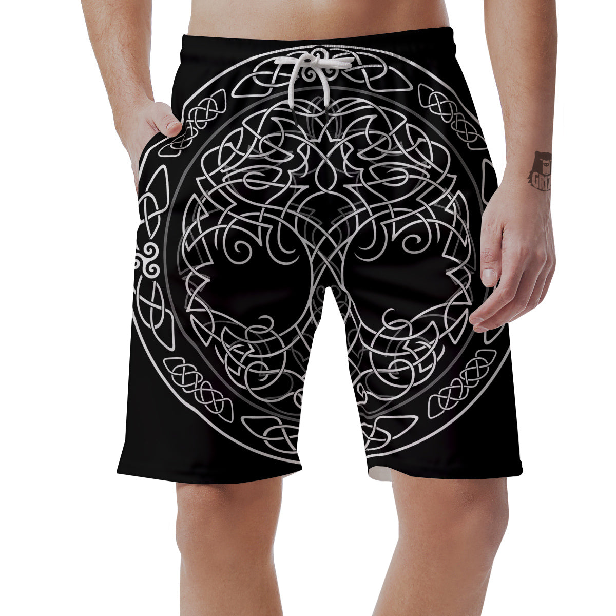 Tree Of Life Celtic Knot Print Men's Shorts-grizzshop