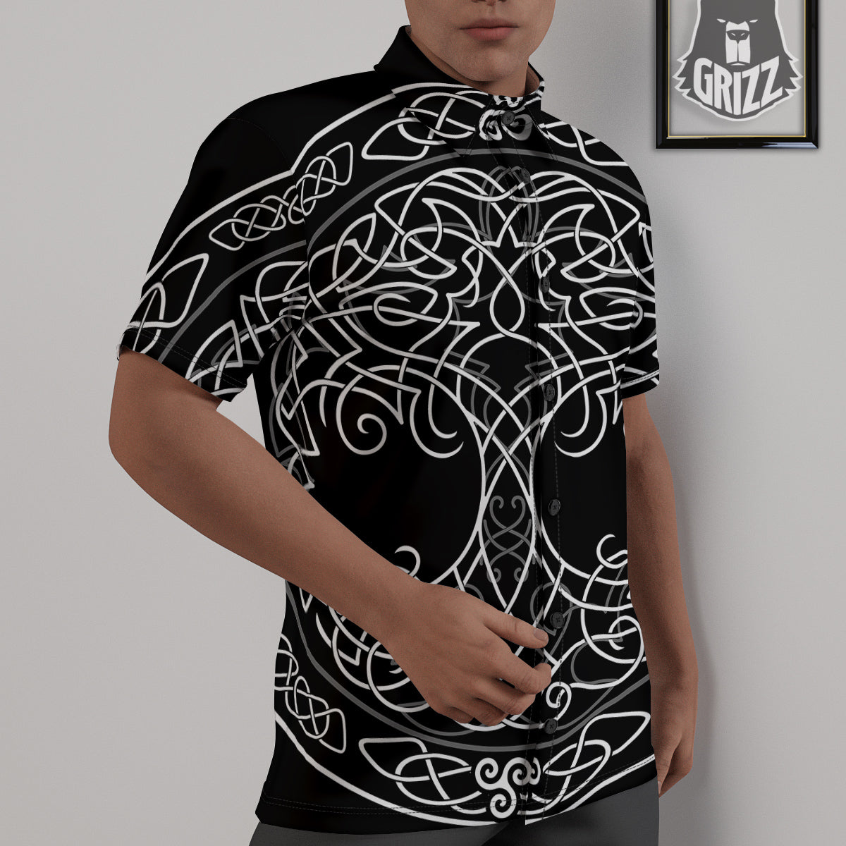Tree Of Life Celtic Knot Print Untucked Shirts-grizzshop