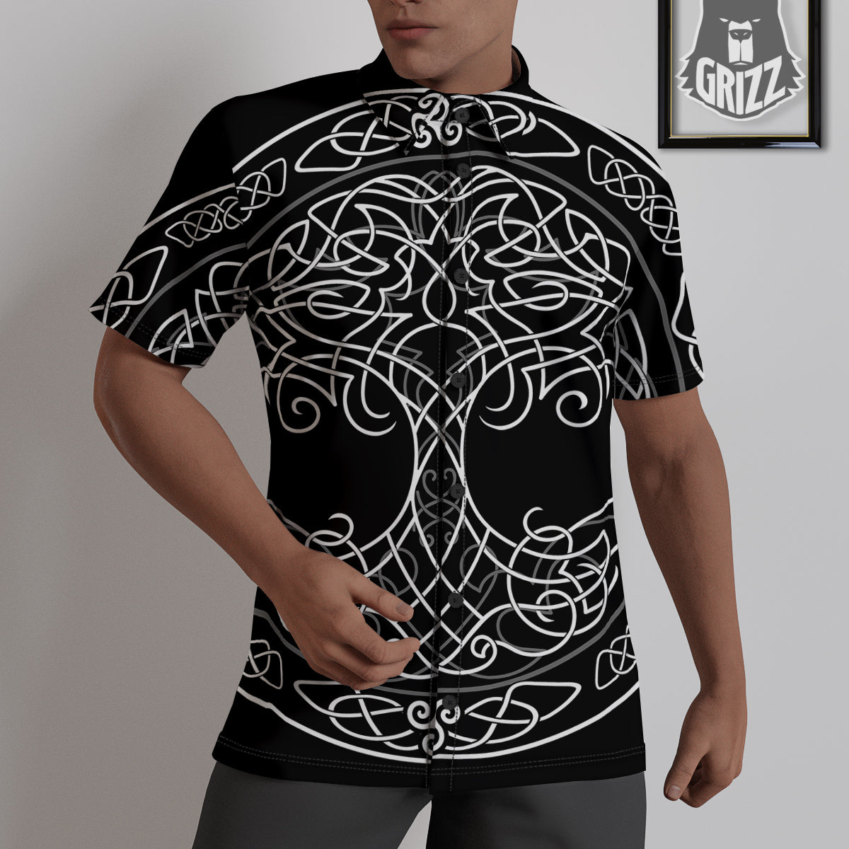 Tree Of Life Celtic Knot Print Untucked Shirts-grizzshop