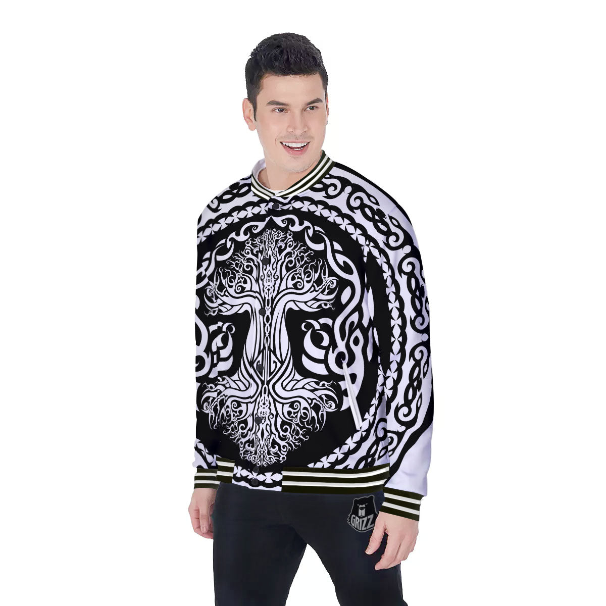 Tree Of Life Viking Print Baseball Jacket-grizzshop