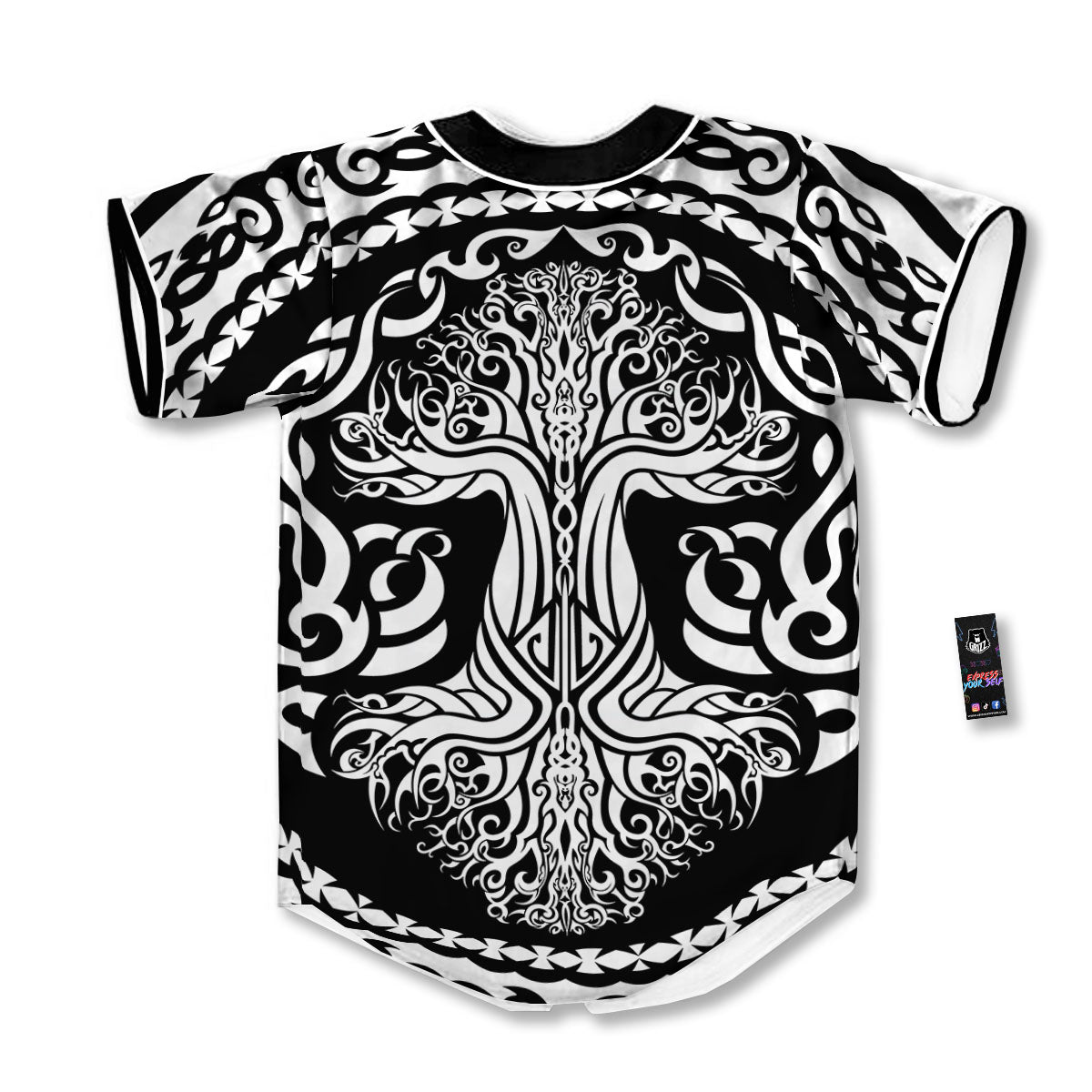 Tree Of Life Viking Print Baseball Jersey-grizzshop
