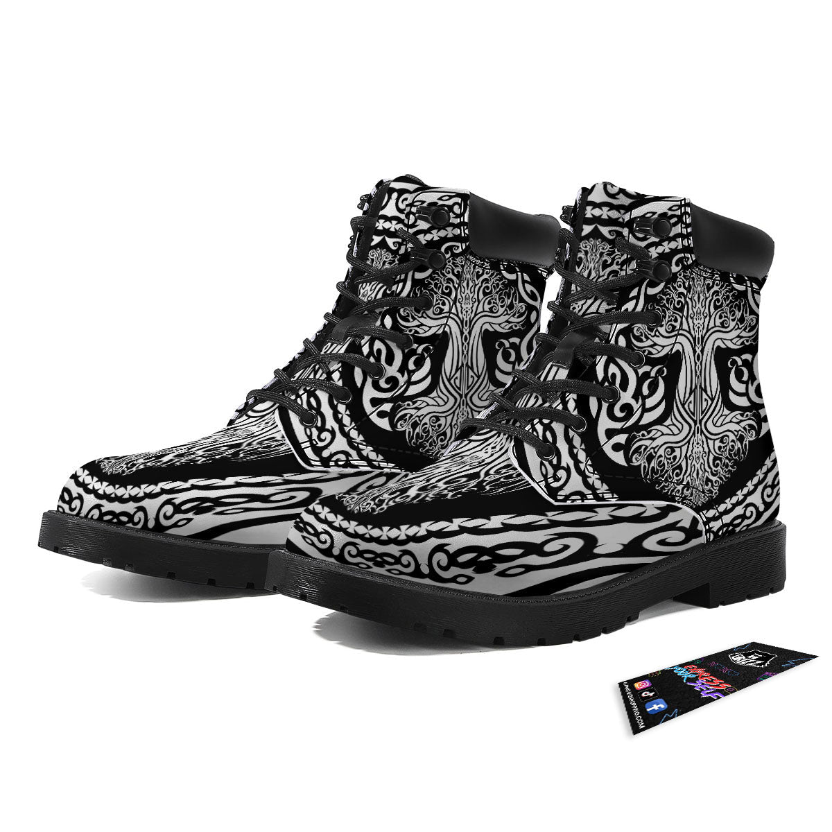 Tree Of Life Viking Print Boots-grizzshop