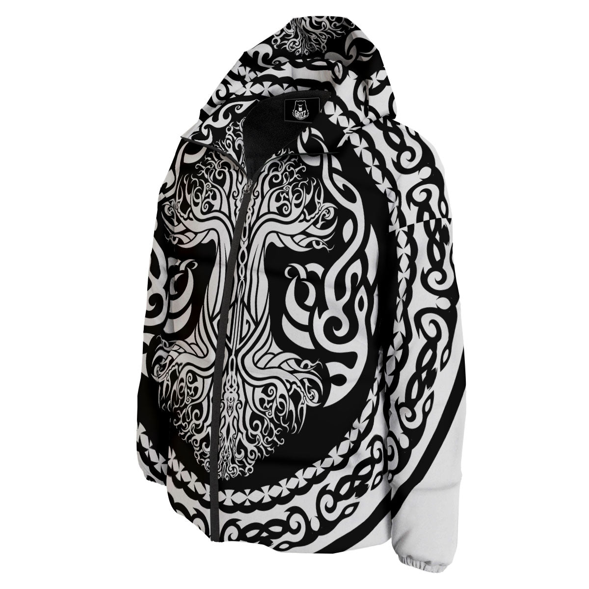Tree Of Life Viking Print Down Jacket-grizzshop
