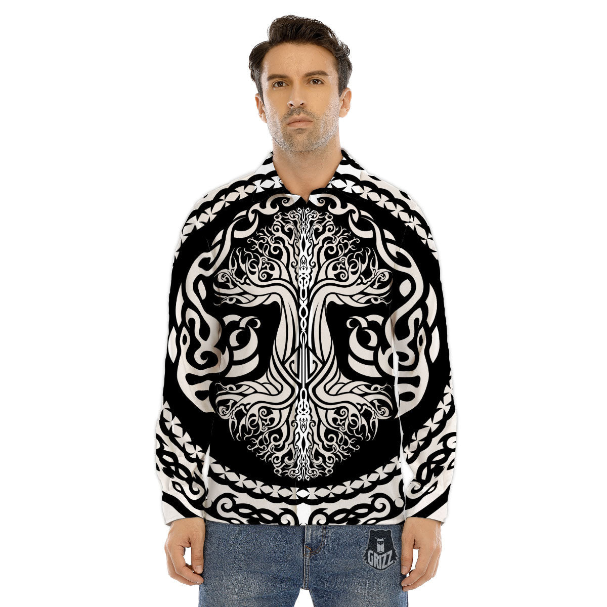 Tree Of Life Viking Print Men's Dress Shirts-grizzshop