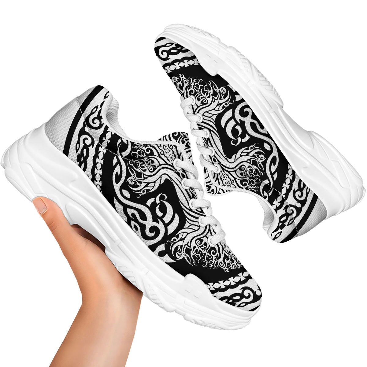 Tree Of Life Viking Print White Chunky Shoes-grizzshop