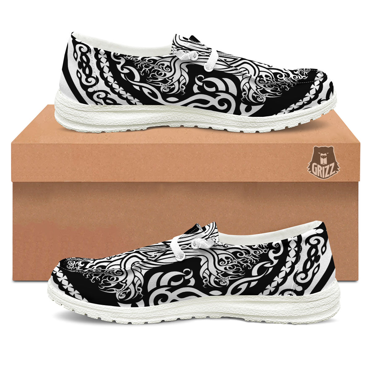 Tree Of Life Viking Print White Loafers-grizzshop