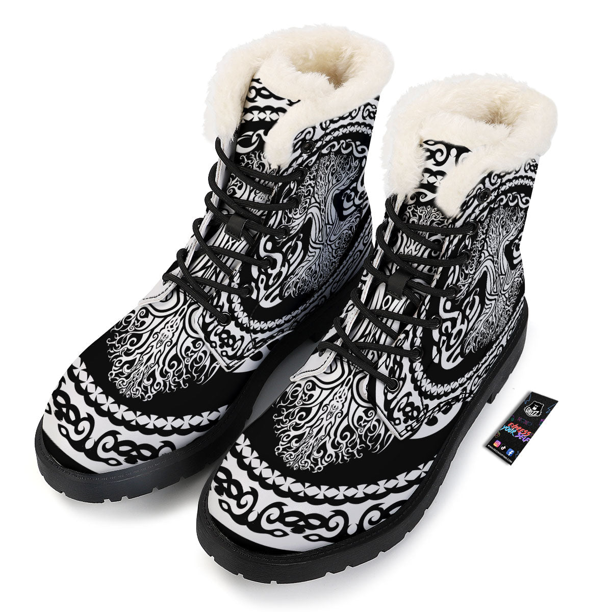 Tree Of Life Viking Print Winter Boots-grizzshop