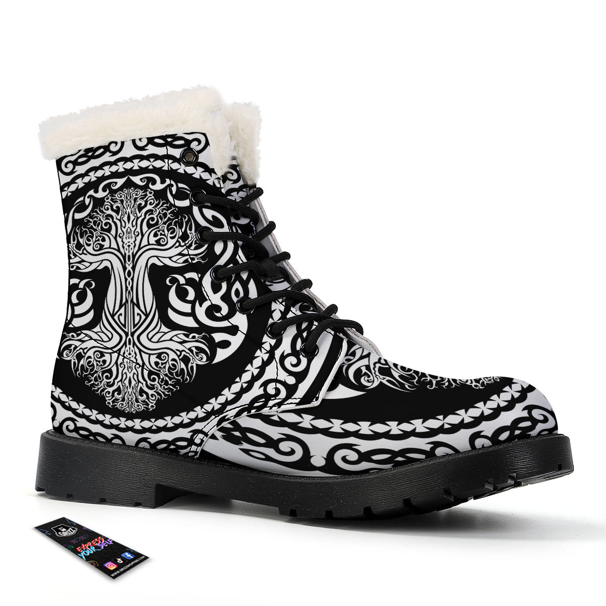 Tree Of Life Viking Print Winter Boots-grizzshop