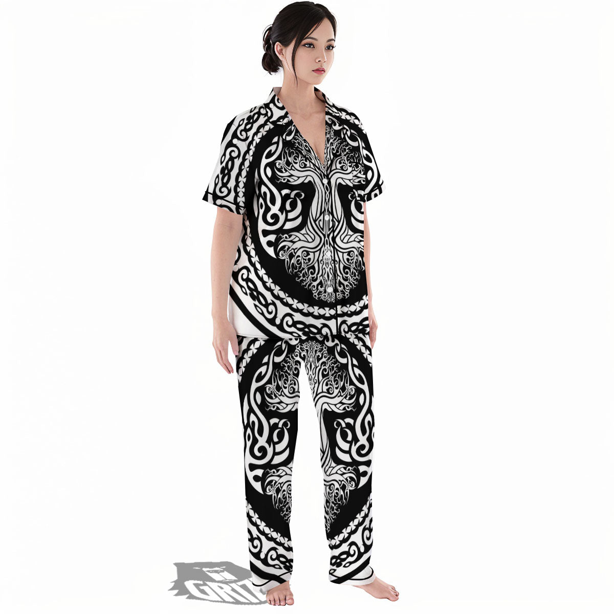 Tree Of Life Viking Print Women's Pajamas Set-grizzshop
