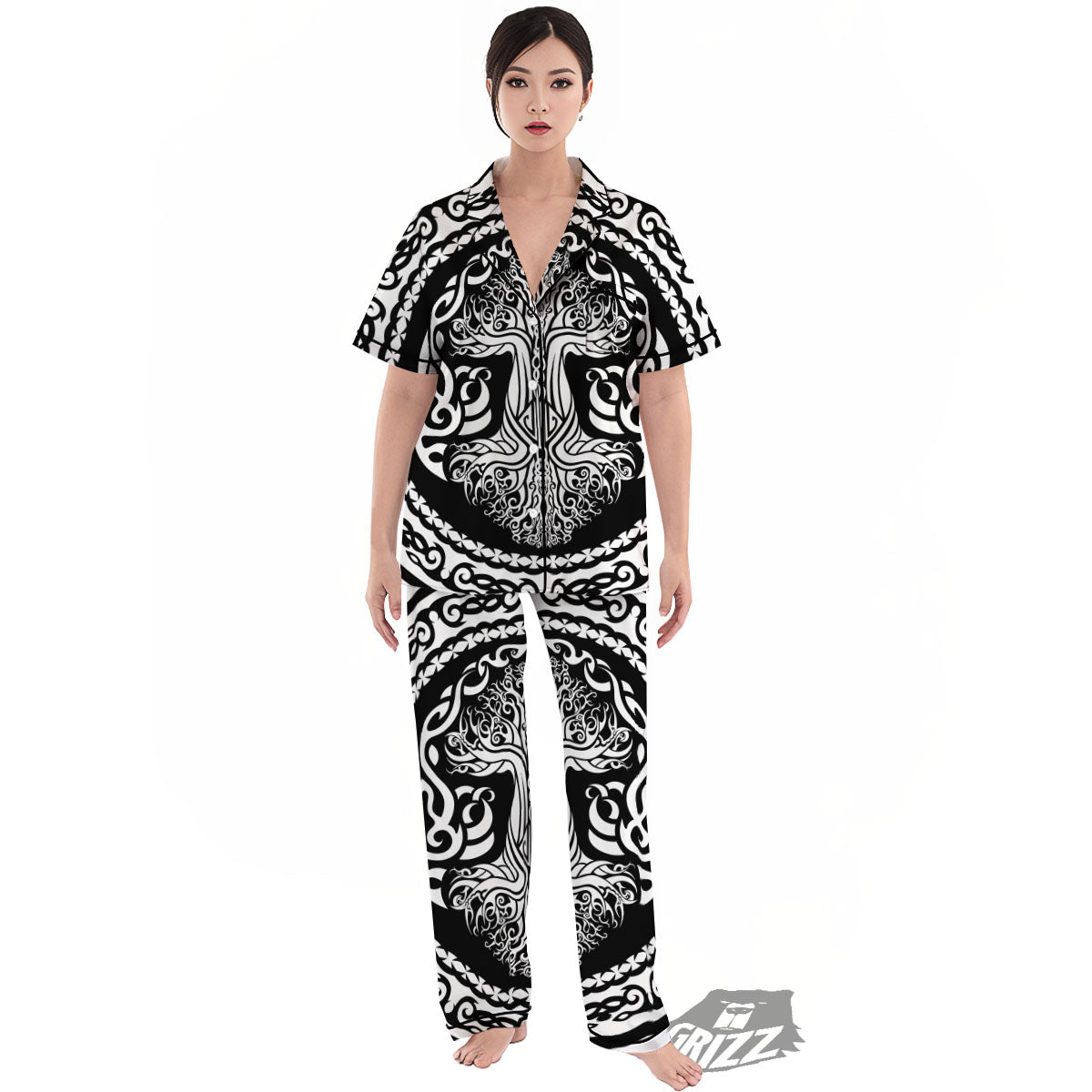 Tree Of Life Viking Print Women's Pajamas Set-grizzshop