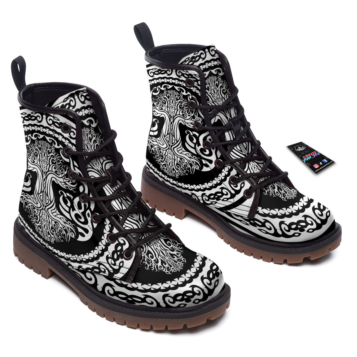 Tree Of Life Viking Print Work Boots-grizzshop