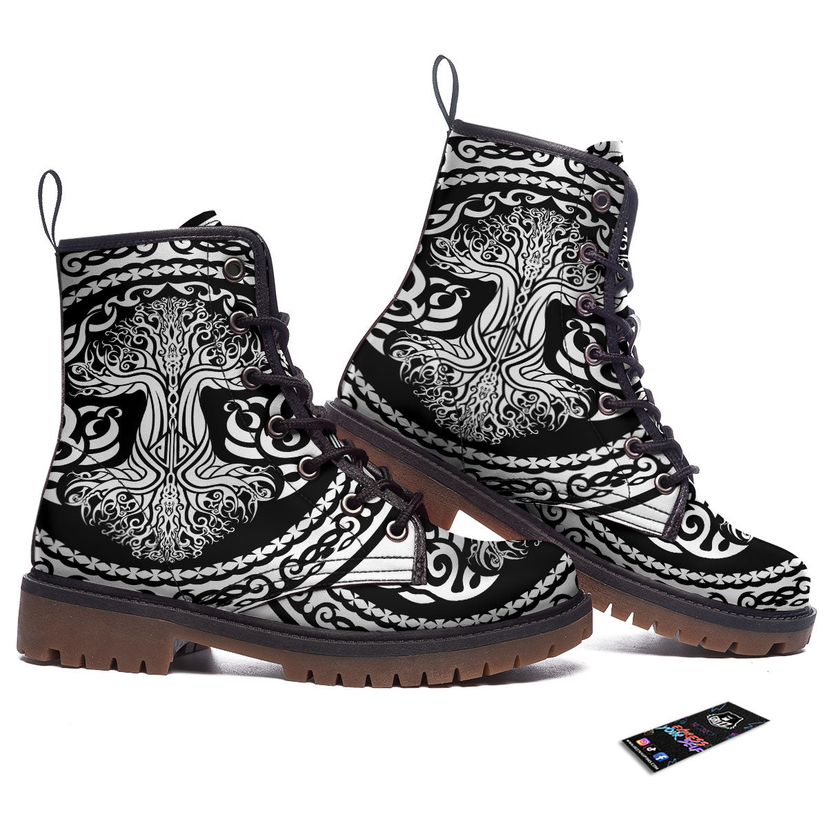 Tree Of Life Viking Print Work Boots-grizzshop