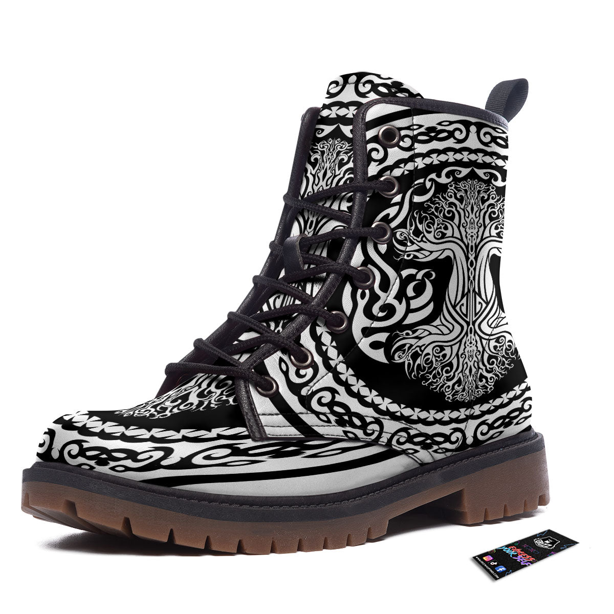 Tree Of Life Viking Print Work Boots-grizzshop