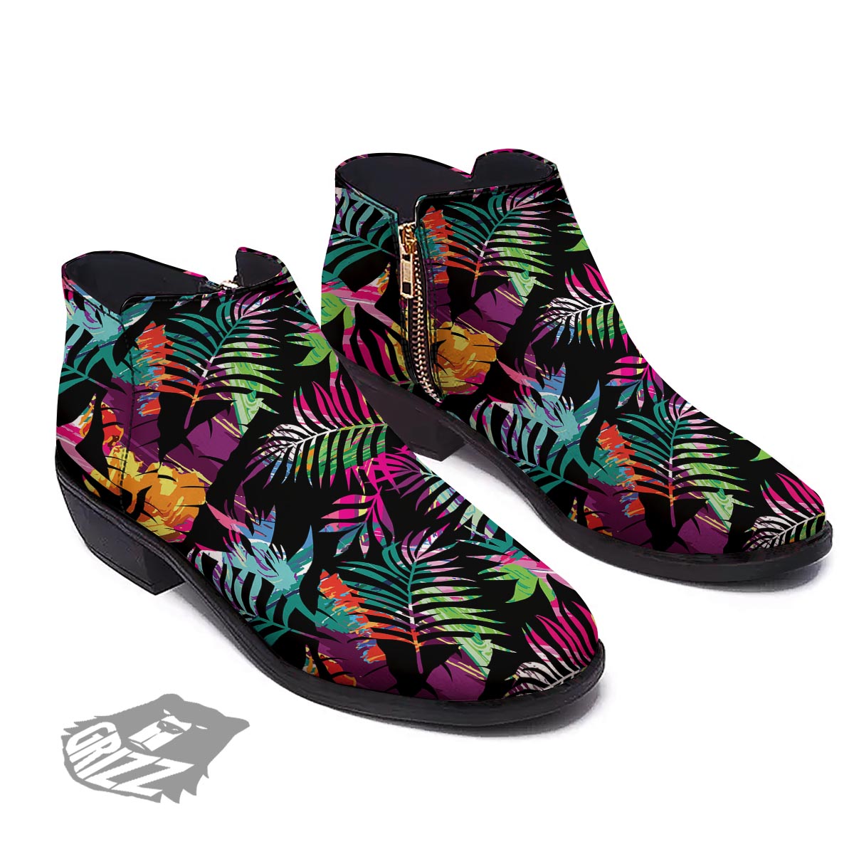 Tree Palm Trippy Print Pattern Ankle Boots-grizzshop
