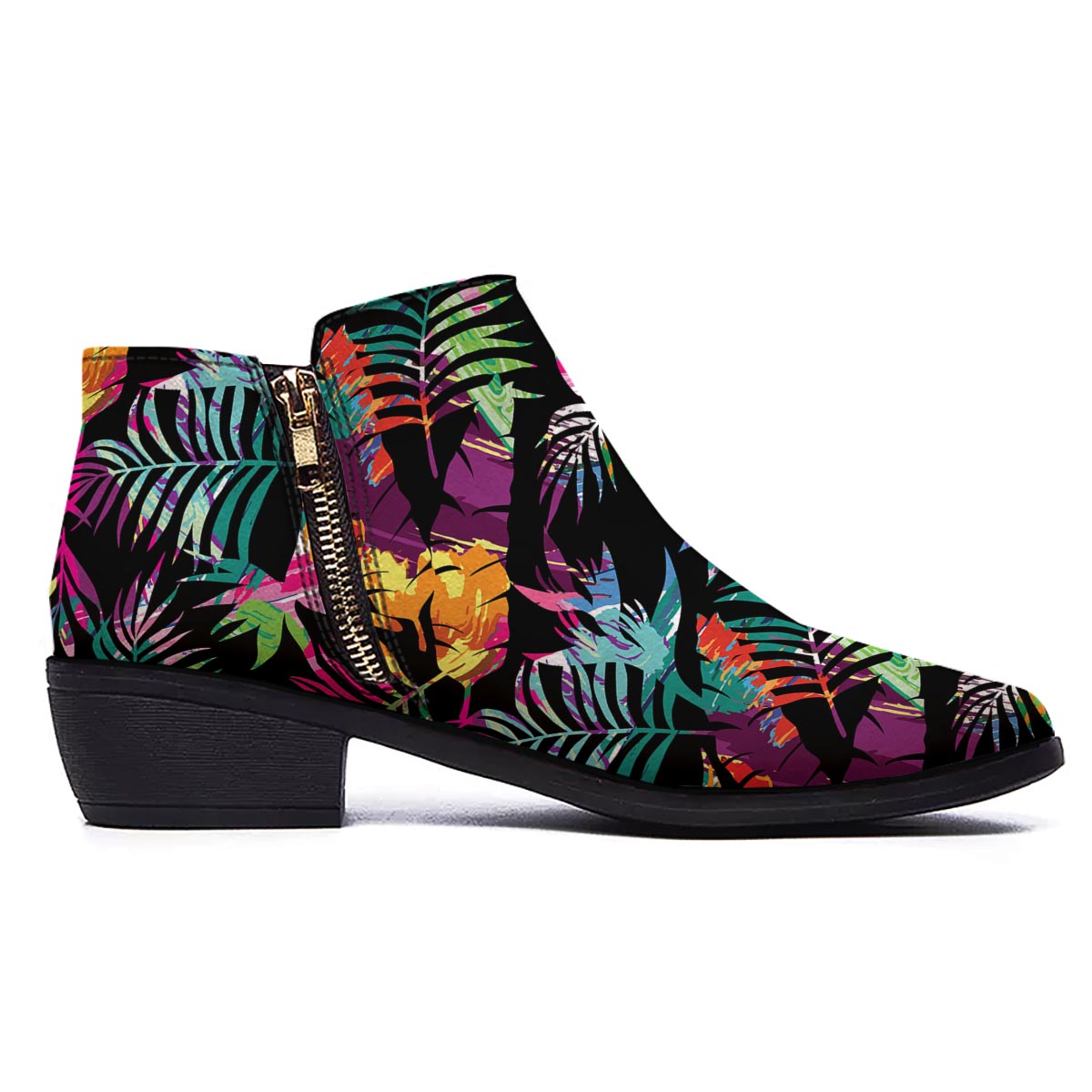Tree Palm Trippy Print Pattern Ankle Boots-grizzshop
