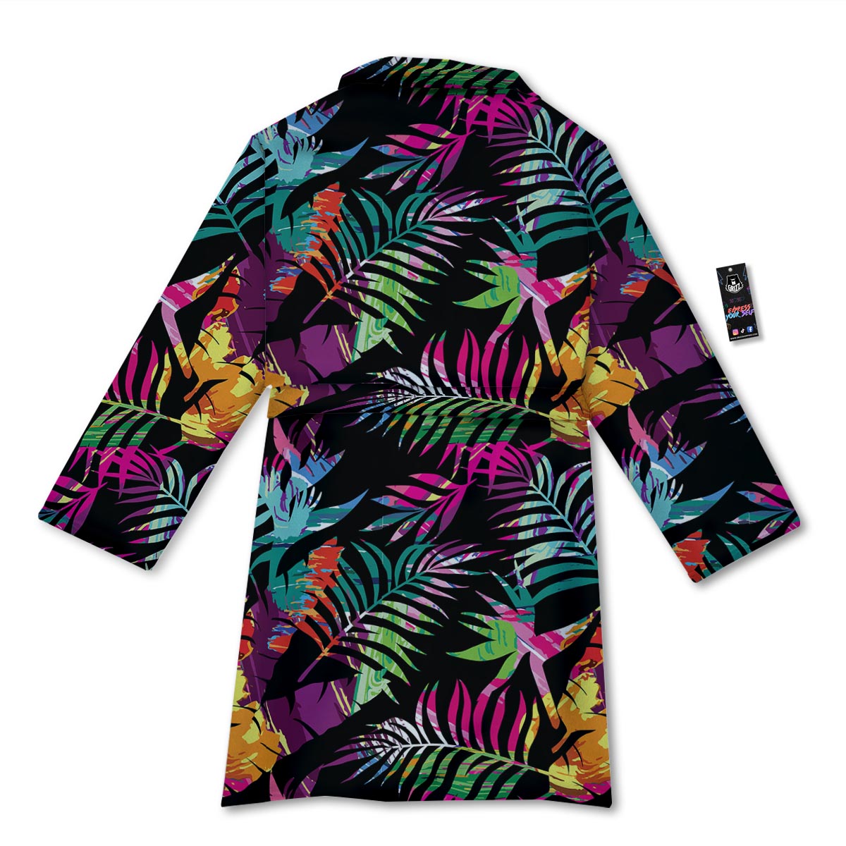Tree Palm Trippy Print Pattern Bathrobe-grizzshop