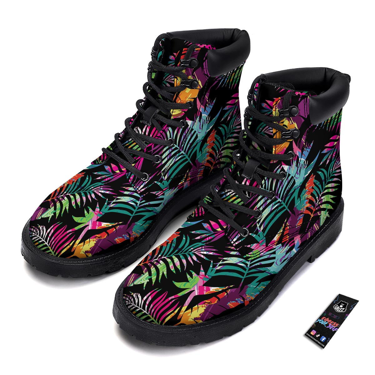 Tree Palm Trippy Print Pattern Boots-grizzshop