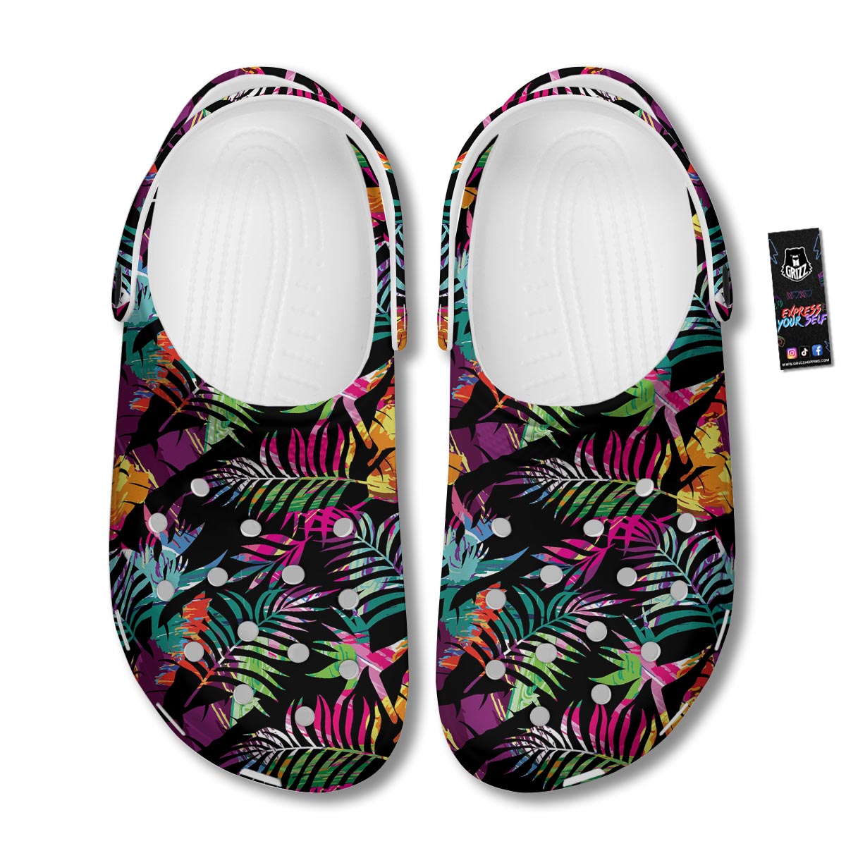 Tree Palm Trippy Print Pattern Clog-grizzshop