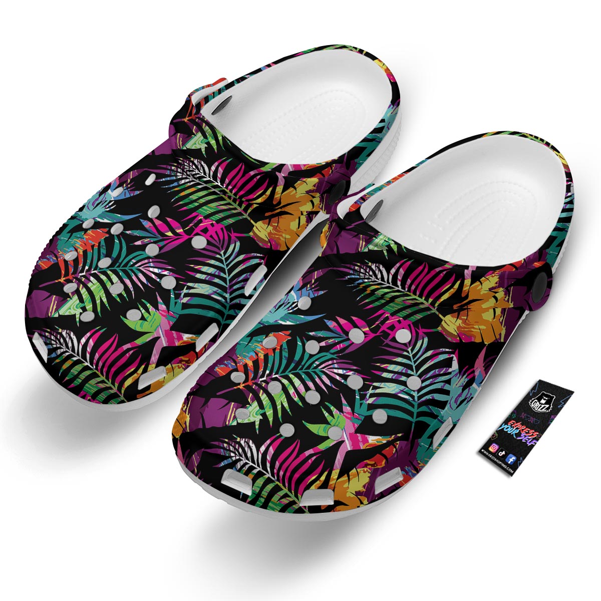 Tree Palm Trippy Print Pattern Clog-grizzshop