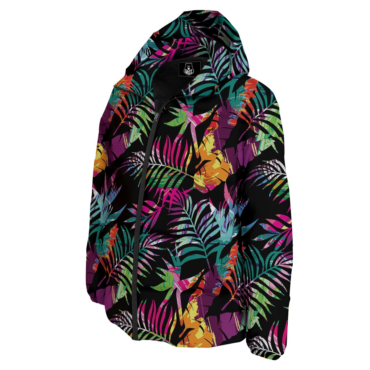 Tree Palm Trippy Print Pattern Down Jacket-grizzshop