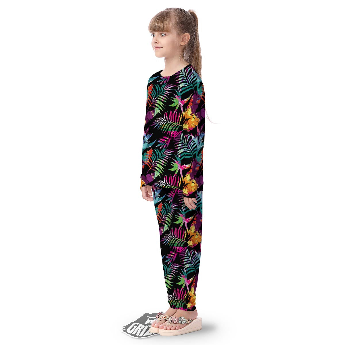 Tree Palm Trippy Print Pattern Kid's Pajamas-grizzshop