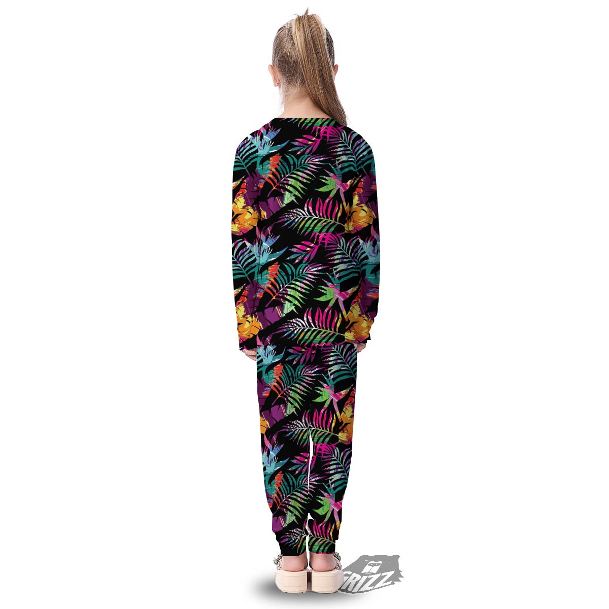 Tree Palm Trippy Print Pattern Kid's Pajamas-grizzshop