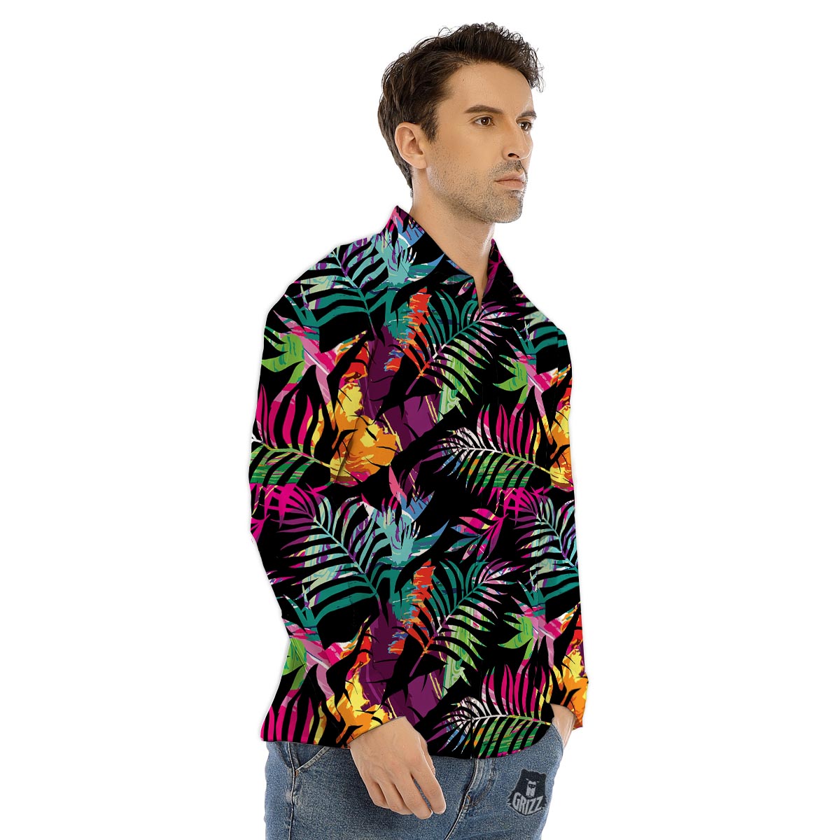Tree Palm Trippy Print Pattern Men's Dress Shirts-grizzshop