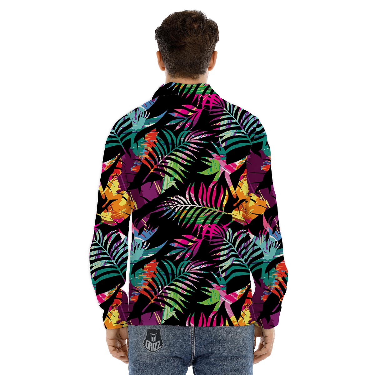 Tree Palm Trippy Print Pattern Men's Dress Shirts-grizzshop
