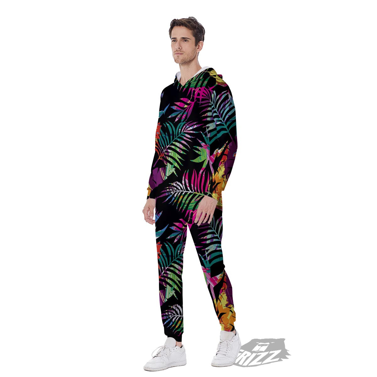 Tree Palm Trippy Print Pattern Men's Jumpsuit-grizzshop