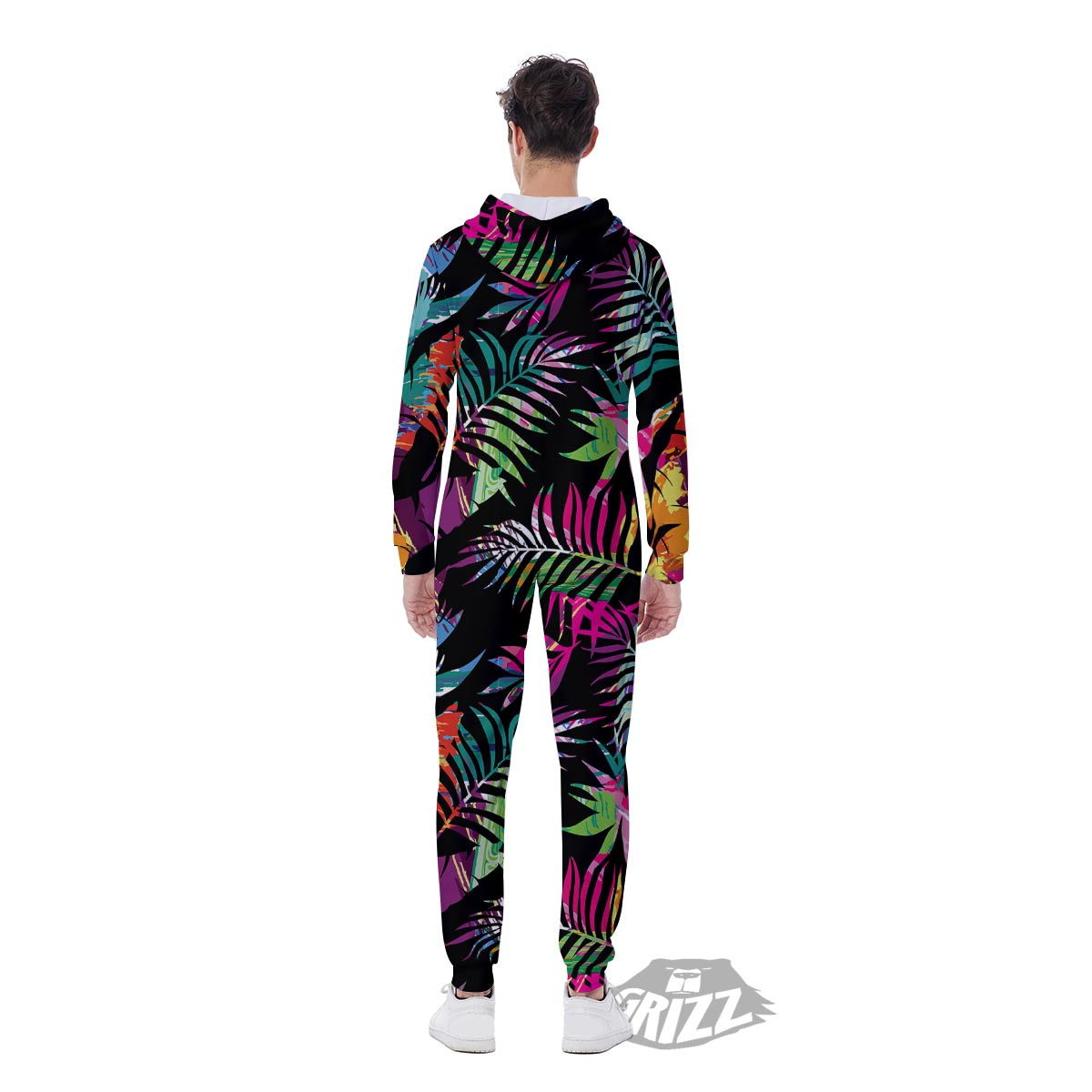 Tree Palm Trippy Print Pattern Men's Jumpsuit-grizzshop