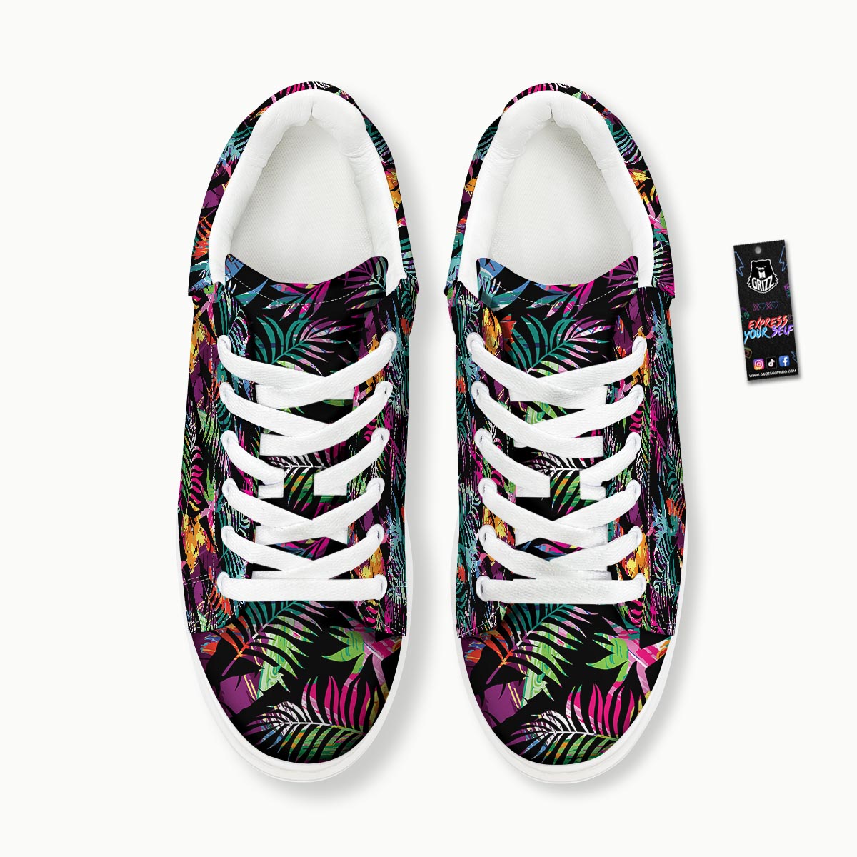 Tree Palm Trippy Print Pattern Platform Shoes-grizzshop