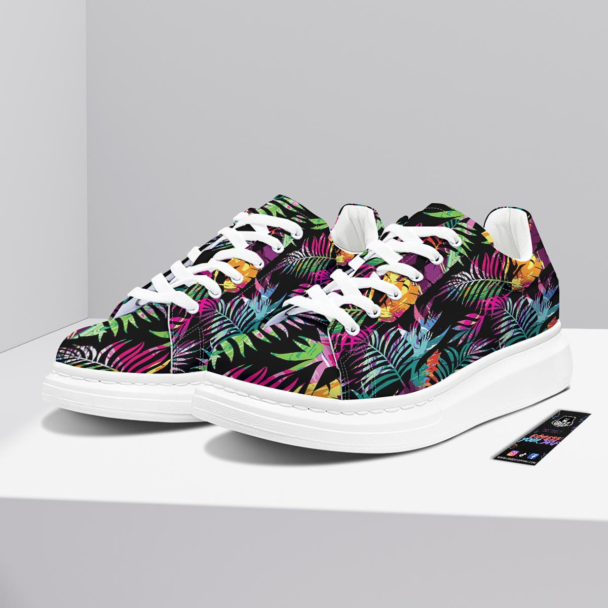 Tree Palm Trippy Print Pattern Platform Shoes-grizzshop