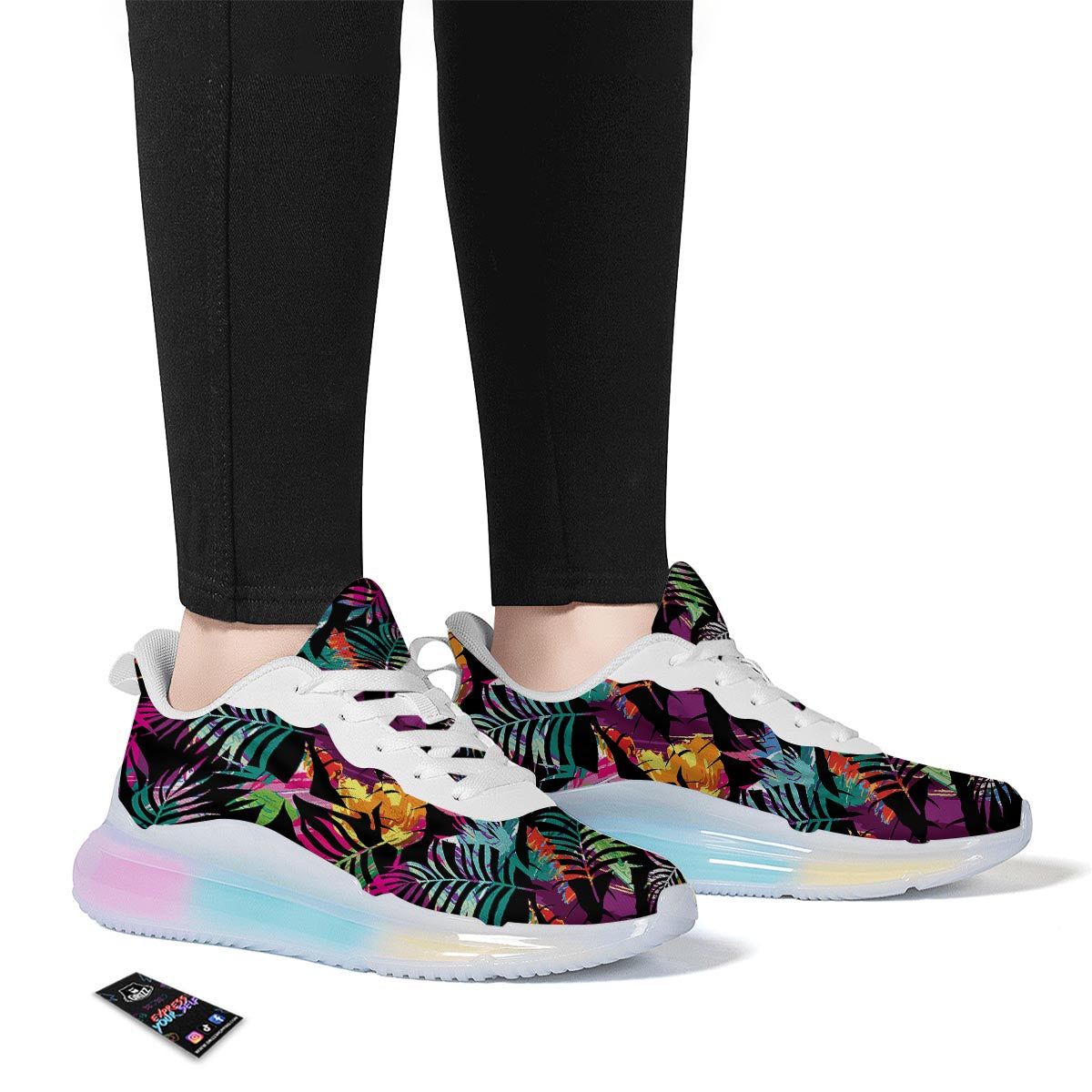 Tree Palm Trippy Print Pattern Running Sneakers-grizzshop