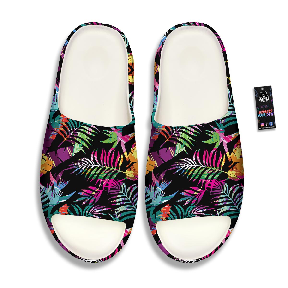 Tree Palm Trippy Print Pattern Sandals-grizzshop